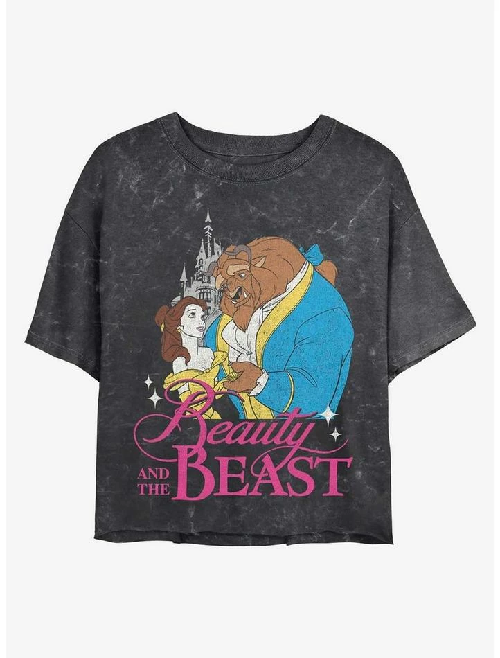 Discount ⌛ Disney Princesses Beauty and the Beast Classic Mineral Wash Crop Girls T-Shirt ✔️ 1 Discount ⌛ Disney Princesses Beauty and the Beast Classic Mineral Wash Crop Girls T-Shirt ✔️