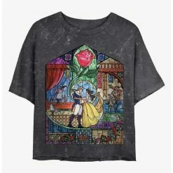 Budget ✨ Disney Princesses Glass Beauty Mineral Wash Crop ⌛ Girls T-Shirt ✨