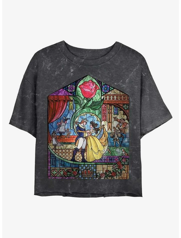 Budget ✨ Disney Princesses Glass Beauty Mineral Wash Crop ⌛ Girls T-Shirt ✨ 1 Budget ✨ Disney Princesses Glass Beauty Mineral Wash Crop ⌛ Girls T-Shirt ✨