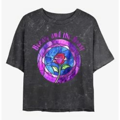 Outlet ✨ Disney Princesses Glass Rose Mineral Wash Crop 😉 Girls T-Shirt ✨