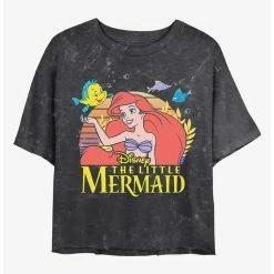 Best deal 🤩 Disney Princesses The Little Mermaid Title Mineral Wash Crop Girls T-Shirt 😉