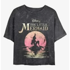 Best Pirce 🥰 Disney Princesses Mermaid Moon Mineral Wash Crop Girls T-Shirt 🤩