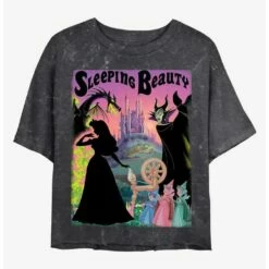 Discount 🌟 Disney Princesses Sleeping Beauty Poster Mineral Wash Crop 👏 Girls T-Shirt ✨
