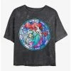 Promo ❤️ Disney The Little Mermaid Ariel Stained Glass Mineral Wash Crop 👏 Girls T-Shirt ✨