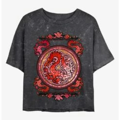 Outlet 🌟 Disney Mulan Mushu Stained Glass Mineral Wash Crop Girls T-Shirt 💯