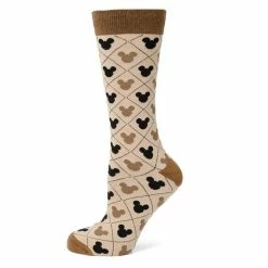 Cheap 🎉 Disney Mickey Mouse Silhouette Diamond Tan Socks 🛒