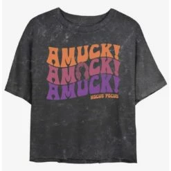 Promo 😍 Disney Hocus Pocus Amuck, Amuck, Amuck! Mineral Wash 🌟 Girls Crop T-Shirt ⌛