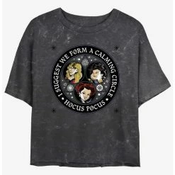 Best Sale 😉 Disney Hocus Pocus Sanderson Sisters Calming Circle Mineral Wash Girls Crop T-Shirt 🎉