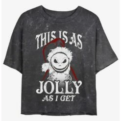 Best reviews of 😉 Disney The Nightmare Before Christmas Jolly Santa Jack Mineral Wash Girls Crop T-Shirt ❤️