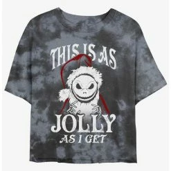 Cheap 🧨 Disney The Nightmare Before Christmas Jolly Santa Jack Tie-Dye Girls Crop T-Shirt 🔔