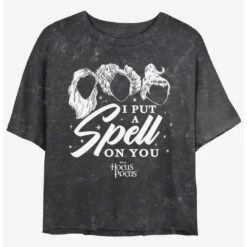 Best Sale 🧨 Disney Hocus Pocus Sanderson Sisters I Put A Spell On You Mineral Wash Girls Crop T-Shirt 🌟