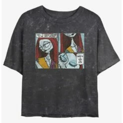 Cheapest 😍 Disney The Nightmare Before Christmas Sally Comic Mineral Wash Girls Crop T-Shirt ⌛