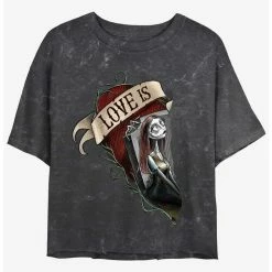 Wholesale 🎉 Disney The Nightmare Before ❄ Christmas Sally Loves Mineral Wash Girls Crop T-Shirt 😉