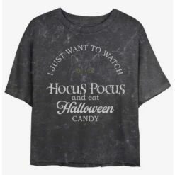 Buy 💯 Disney Hocus Pocus ⌚ Watch Hocus Pocus and Eat Candy Mineral Wash Girls Crop T-Shirt 🌟