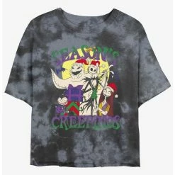 Brand new 🛒 Disney The Nightmare Before Christmas Season's Creepings Tie-Dye Girls Crop T-Shirt 🔔