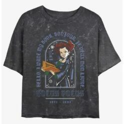 Cheap 🥰 Disney Hocus Pocus Winnie I Want My Book Mineral Wash Girls Crop T-Shirt 💯