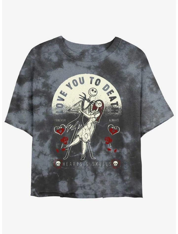 Brand new π Disney The Nightmare Before β Christmas Jack and Sally Love You To Death Tie-Dye Girls Crop T-Shirt β 1 Brand new π Disney The Nightmare Before β Christmas Jack and Sally Love You To Death Tie-Dye Girls Crop T-Shirt β