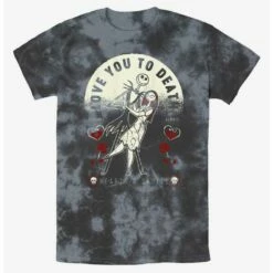 Hot Sale ✔️ Disney The Nightmare Before ❤️ Christmas Jack and Sally Love You To Death Tie-Dye T-Shirt ⌛