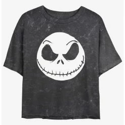 Brand new ✨ Disney The Nightmare Before Christmas Big Face Jack Mineral Wash 🎁 Girls Crop T-Shirt ⭐