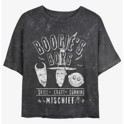 Discount 🌟  Disney The Nightmare Before  Christmas Boogie's Boys Mineral Wash  Girls Crop T-Shirt 😉