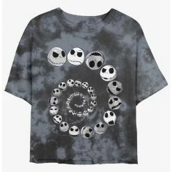 Flash Sale 🤩 Disney The Nightmare Before Christmas Jack Emotions Spiraling Tie-Dye Girls Crop T-Shirt 😍