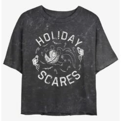 Hot Sale ✨ Disney The Nightmare Before Christmas Holiday Scares Vampire Teddy Mineral Wash 😍 Girls Crop T-Shirt ⭐