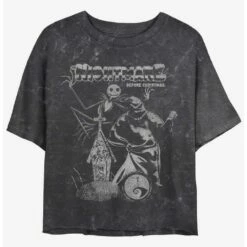 Best Sale ✔️ Disney The Nightmare Before 🎉 Christmas Jack and Boogie Mineral Wash 😀 Girls Crop T-Shirt ⭐