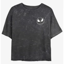 Brand new 🎁 Disney The Nightmare Before Christmas Jack Skellington Pocket Mineral Wash Girls Crop T-Shirt 🤩