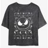 Best deal ⭐ Disney The Nightmare Before ❄ Christmas Jack Spooky Icons Mineral Wash 🥰 Girls Crop T-Shirt ✔️