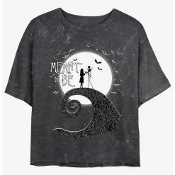 Top 10 ⌛ Disney The Nightmare Before 🥰 Christmas Jack and Sally Meant To Be Mineral Wash Girls Crop T-Shirt 🔥
