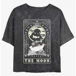 Buy 🔥  Disney The Nightmare Before ❄ Christmas The Moon Tarot Card Mineral Wash 👍  Girls Crop T-Shirt ❤️