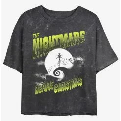 Discount 👏 Disney The Nightmare Before Christmas Moonlit Jack Skellington Mineral Wash Girls Crop T-Shirt 🤩