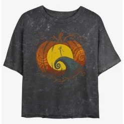 Coupon 🛒 Disney The Nightmare Before ❄ Christmas Pumpkin King Lament Mineral Wash Girls Crop T-Shirt 🔥