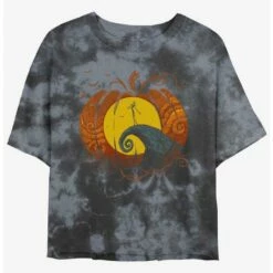 Hot Sale 🌟 Disney The Nightmare Before Christmas Pumpkin King Lament Tie-Dye Girls Crop T-Shirt 🔥