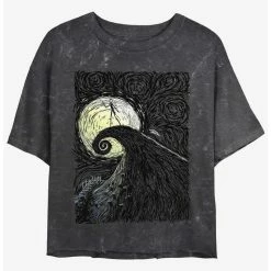 Brand new 🤩 Disney The Nightmare Before Christmas Jack On Spiral Hill Mineral Wash 🔔 Girls Crop T-Shirt ⭐