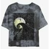 New 🛒 Disney The Nightmare Before Christmas Jack On Spiral Hill Tie-Dye Girls Crop T-Shirt 👏