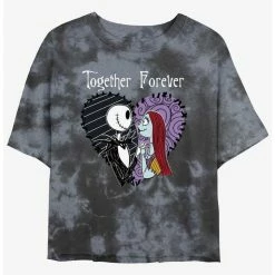 Brand new 👏 Disney The Nightmare Before Christmas Jack and Sally Together Forever Tie-Dye Girls Crop T-Shirt 🥰