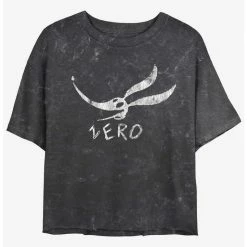 Best Pirce 🔔 Disney The Nightmare Before Christmas Zero Face Mineral Wash Girls Crop T-Shirt ❤️