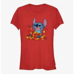 New ⌛ Disney Lilo & Stitch Leaf Pile 🥰 Girls T-Shirt 🛒