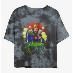 Best Sale 👍 Disney Villains Evil Queen Wishes Grow Old Tie-Dye 🛒 Girls Crop T-Shirt ✔️