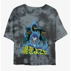 Outlet ❤️ Disney Villains Hades and Cerberus Japanese Lettering Tie-Dye 🧨 Girls Crop T-Shirt ✔️
