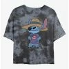 Best Sale ✨ Disney Lilo & Stitch Cowboy Stitch Tie-Dye 💯 Girls Crop T-Shirt 😉