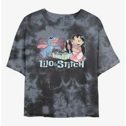 Cheap 🔔 Disney Lilo & Stitch Duo Records Tie-Dye 🎁 Girls Crop T-Shirt ⌛