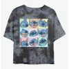 Cheap 👍 Disney Lilo & Stitch Expressions Tie-Dye 😀 Girls Crop T-Shirt ⭐