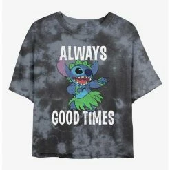 New 😍 Disney Lilo & Stitch Always Good Times Tie-Dye Girls Crop T-Shirt ⌛