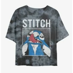 Discount ⭐ Disney Lilo & Stitch In My Head Tie-Dye Girls Crop T-Shirt 💯