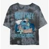 Best Sale 😍 Disney Lilo & Stitch Lazy Energy Tie-Dye Girls Crop T-Shirt 🔥