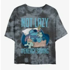 Best Sale 😍 Disney Lilo & Stitch Lazy Energy Tie-Dye Girls Crop T-Shirt 🔥