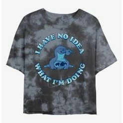 New 🤩 Disney Lilo & Stitch No Idea Tie-Dye 🔥 Girls Crop T-Shirt ⌛