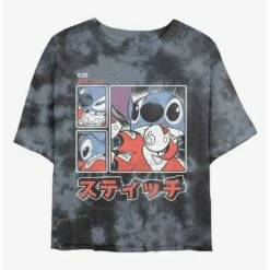 Cheap ❤️ Disney Lilo & Stitch Pew Pew Japanese Lettering Tie-Dye 🤩 Girls Crop T-Shirt ⭐